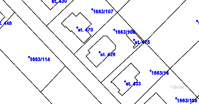 Parcela st. 429 v KÚ Chotusice, Katastrální mapa