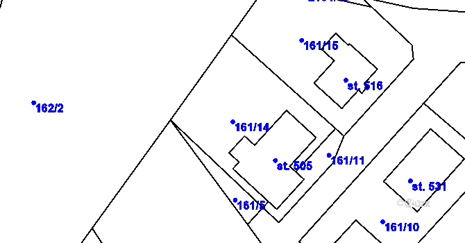 Parcela st. 161/14 v KÚ Chotusice, Katastrální mapa
