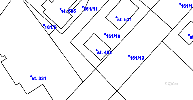 Parcela st. 481 v KÚ Chotusice, Katastrální mapa