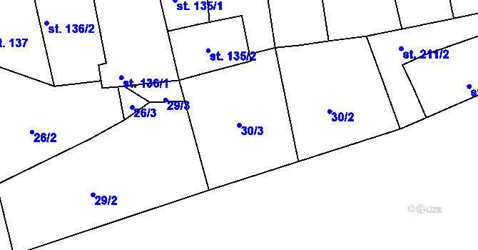 Parcela st. 30/3 v KÚ Chotusice, Katastrální mapa