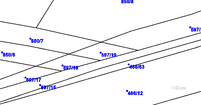 Parcela st. 597/19 v KÚ Chotusice, Katastrální mapa