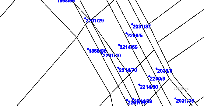 Parcela st. 2201/10 v KÚ Chotusice, Katastrální mapa