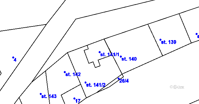 Parcela st. 141/1 v KÚ Chotusice, Katastrální mapa