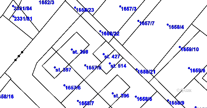 Parcela st. 427 v KÚ Chotusice, Katastrální mapa