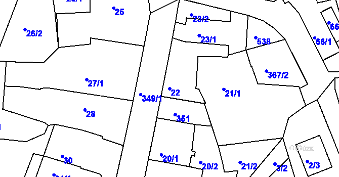 Parcela st. 22 v KÚ Chotutice, Katastrální mapa