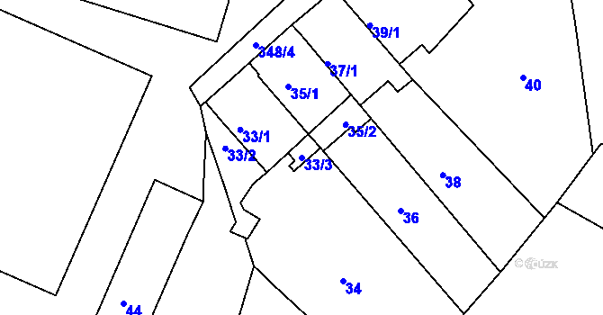 Parcela st. 33/3 v KÚ Chotutice, Katastrální mapa