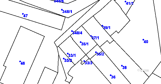 Parcela st. 35/1 v KÚ Chotutice, Katastrální mapa