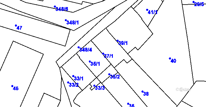 Parcela st. 37/1 v KÚ Chotutice, Katastrální mapa
