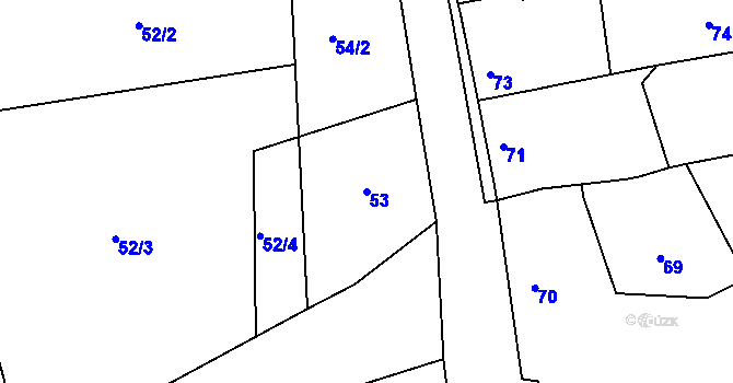 Parcela st. 53 v KÚ Chotutice, Katastrální mapa