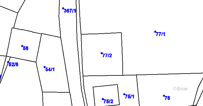 Parcela st. 77/2 v KÚ Chotutice, Katastrální mapa