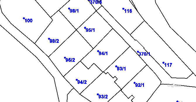 Parcela st. 94/1 v KÚ Chotutice, Katastrální mapa
