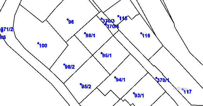 Parcela st. 95/1 v KÚ Chotutice, Katastrální mapa