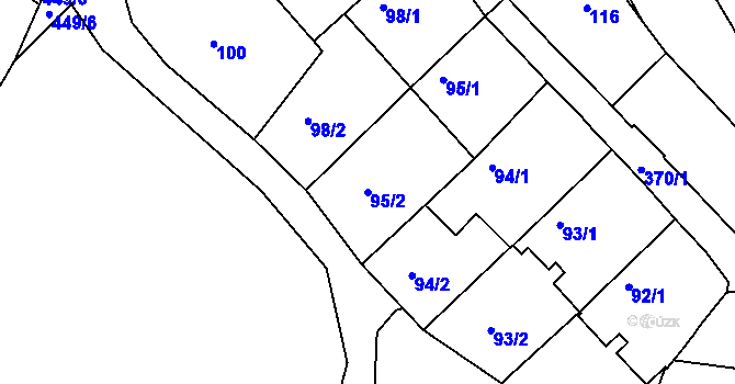 Parcela st. 95/2 v KÚ Chotutice, Katastrální mapa