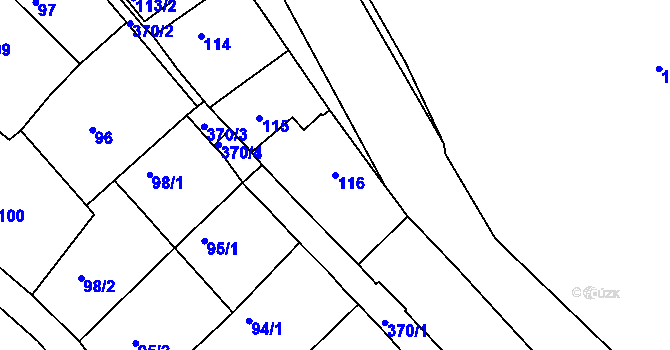Parcela st. 116 v KÚ Chotutice, Katastrální mapa