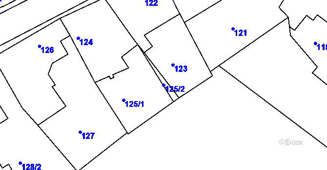 Parcela st. 125/2 v KÚ Chotutice, Katastrální mapa