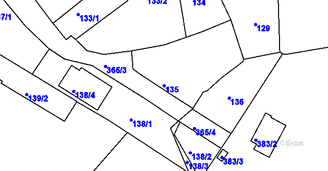 Parcela st. 135 v KÚ Chotutice, Katastrální mapa