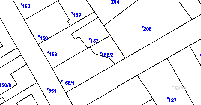 Parcela st. 155/2 v KÚ Chotutice, Katastrální mapa
