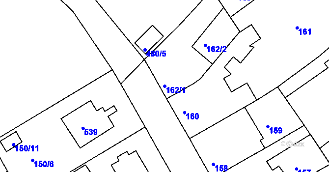 Parcela st. 162/1 v KÚ Chotutice, Katastrální mapa