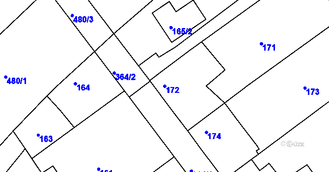 Parcela st. 172 v KÚ Chotutice, Katastrální mapa