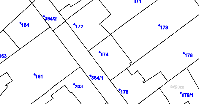 Parcela st. 174 v KÚ Chotutice, Katastrální mapa