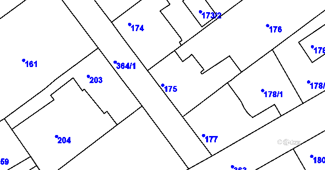 Parcela st. 175 v KÚ Chotutice, Katastrální mapa