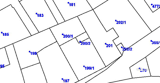 Parcela st. 200/2 v KÚ Chotutice, Katastrální mapa