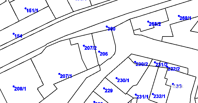 Parcela st. 206 v KÚ Chotutice, Katastrální mapa