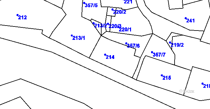 Parcela st. 214 v KÚ Chotutice, Katastrální mapa