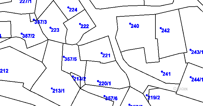 Parcela st. 221 v KÚ Chotutice, Katastrální mapa