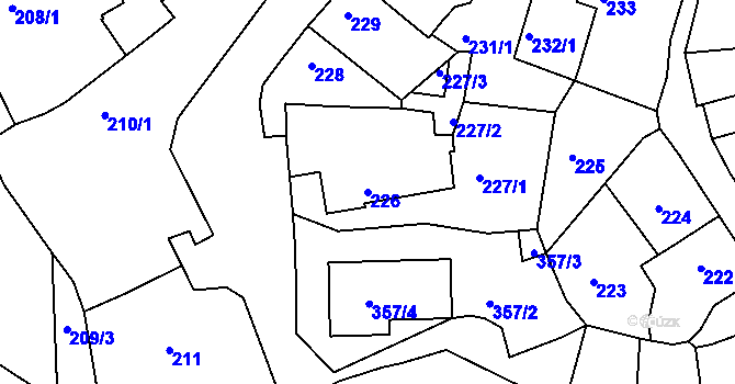 Parcela st. 226 v KÚ Chotutice, Katastrální mapa