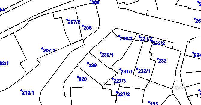 Parcela st. 230/1 v KÚ Chotutice, Katastrální mapa