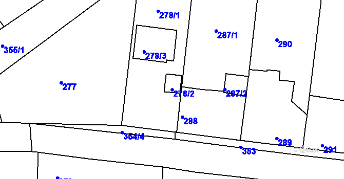 Parcela st. 278/2 v KÚ Chotutice, Katastrální mapa