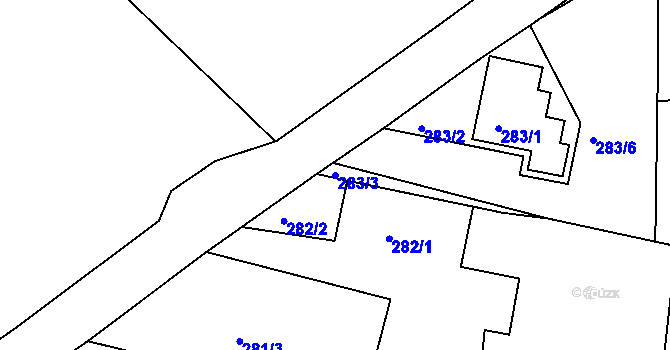 Parcela st. 283/3 v KÚ Chotutice, Katastrální mapa