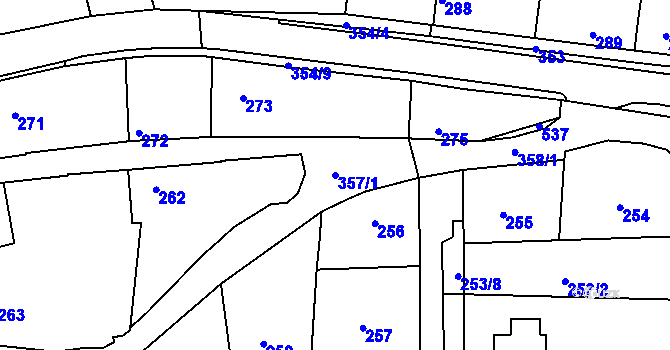 Parcela st. 357/1 v KÚ Chotutice, Katastrální mapa