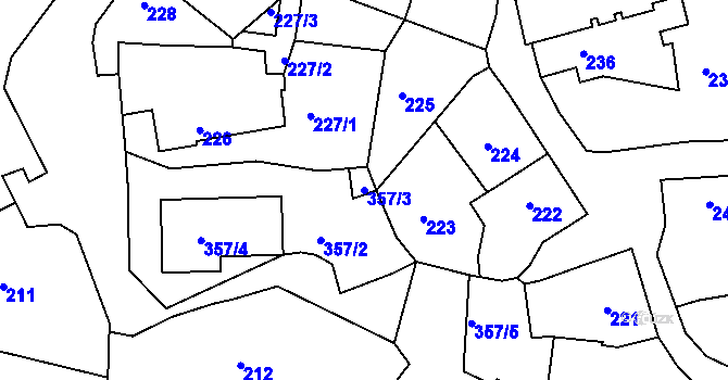 Parcela st. 357/3 v KÚ Chotutice, Katastrální mapa