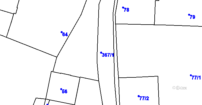 Parcela st. 367/1 v KÚ Chotutice, Katastrální mapa