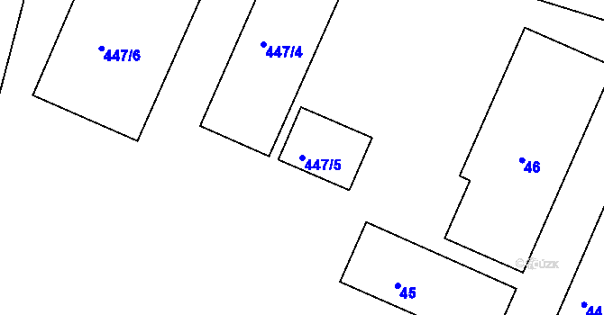 Parcela st. 447/5 v KÚ Chotutice, Katastrální mapa