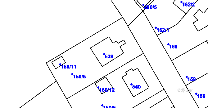 Parcela st. 539 v KÚ Chotutice, Katastrální mapa