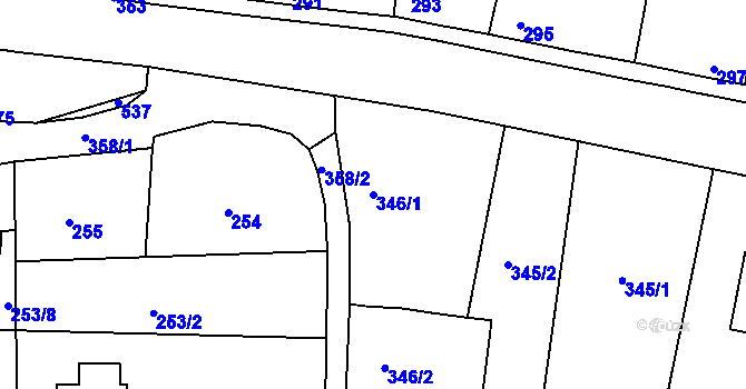 Parcela st. 346/1 v KÚ Chotutice, Katastrální mapa