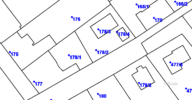 Parcela st. 178/2 v KÚ Chotutice, Katastrální mapa
