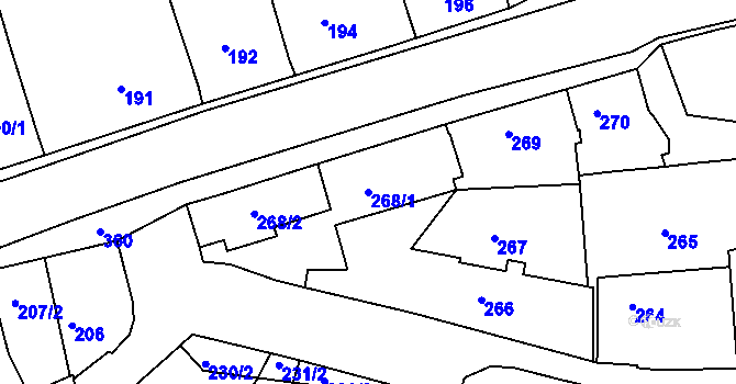 Parcela st. 268/1 v KÚ Chotutice, Katastrální mapa