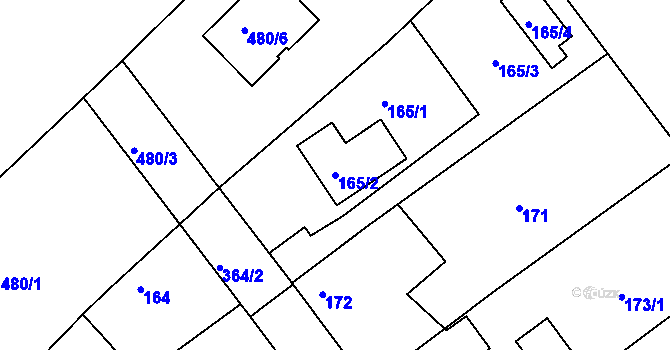 Parcela st. 165/2 v KÚ Chotutice, Katastrální mapa