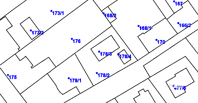 Parcela st. 178/3 v KÚ Chotutice, Katastrální mapa