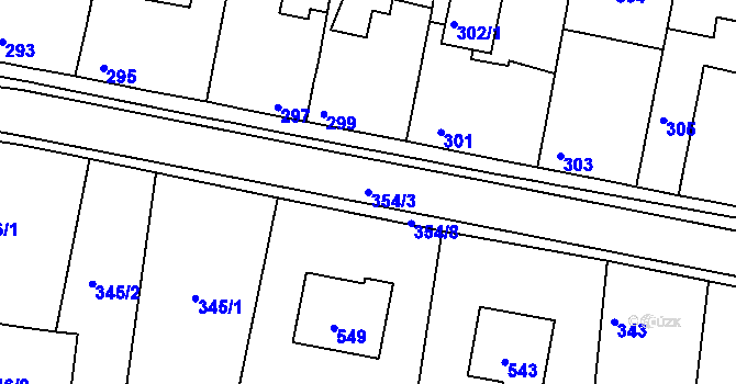 Parcela st. 354/3 v KÚ Chotutice, Katastrální mapa