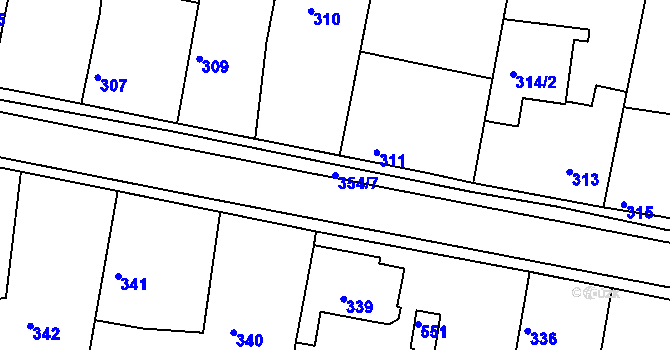Parcela st. 354/7 v KÚ Chotutice, Katastrální mapa