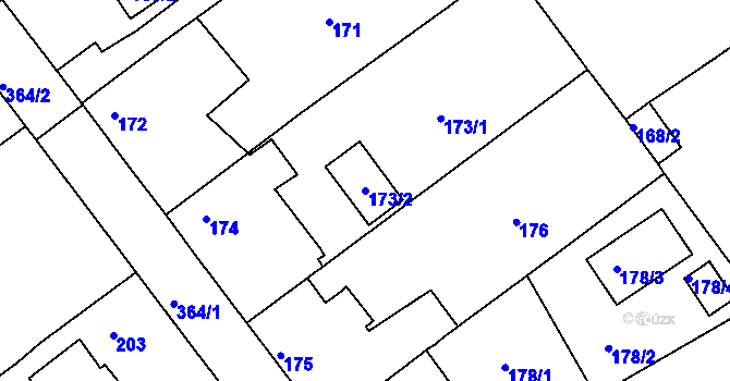 Parcela st. 173/2 v KÚ Chotutice, Katastrální mapa