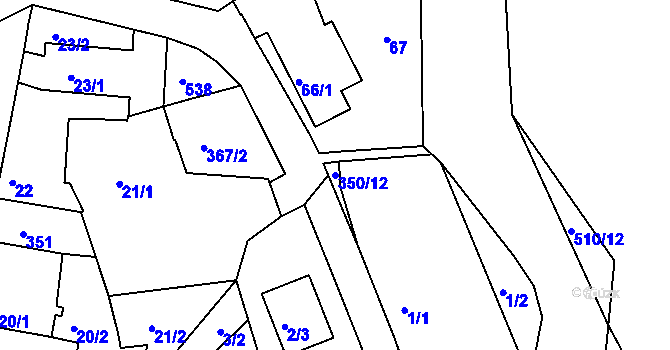 Parcela st. 350/12 v KÚ Chotutice, Katastrální mapa