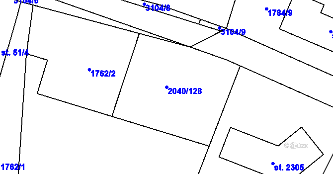 Parcela st. 2040/128 v KÚ Chotýčany, Katastrální mapa
