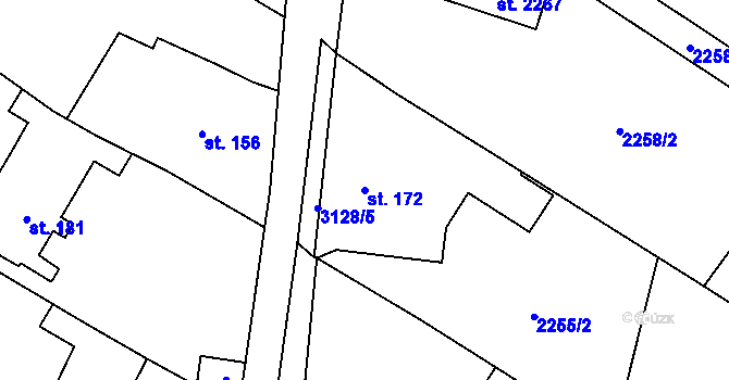 Parcela st. 172 v KÚ Chotýčany, Katastrální mapa