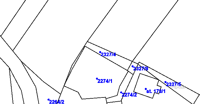 Parcela st. 2327/4 v KÚ Chotýčany, Katastrální mapa